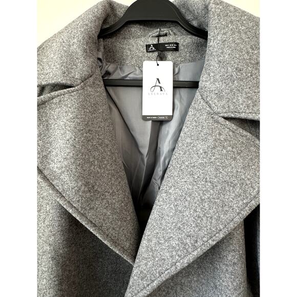 $116 Womens Long Oversized Coat Shein Anewsta Size S US 4 NEW Light Gray Lined - Picture 3 of 10